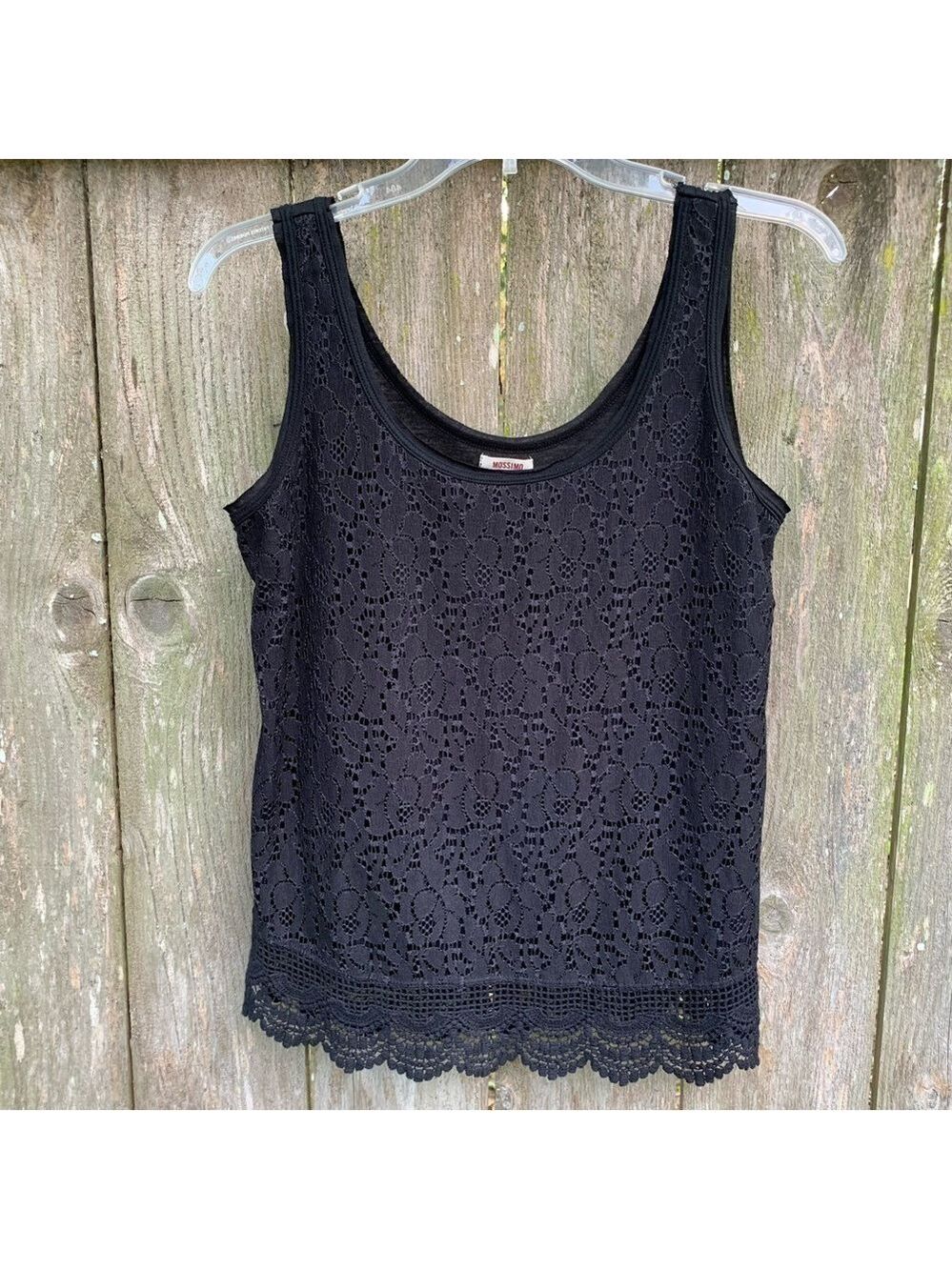 MOSSIMO Neutral Lace Tank Top Crochet Trim